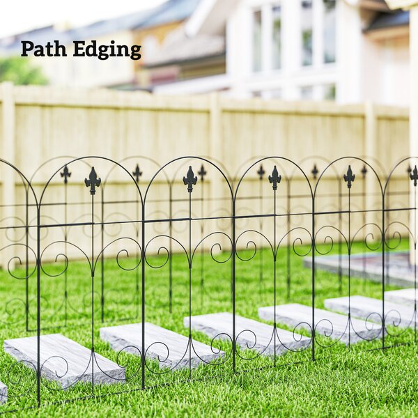 Outsunny 8-Panel Metal Garden Fencing, Rustproof Picket Fence for Flower Beds & Borders, Black Aosom UK