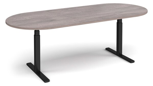 Ascend Radial End Boardroom Table, Black/Grey Oak