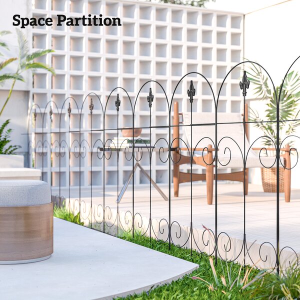 Outsunny 8-Panel Metal Garden Fencing, Rustproof Picket Fence for Flower Beds & Borders, Black Aosom UK