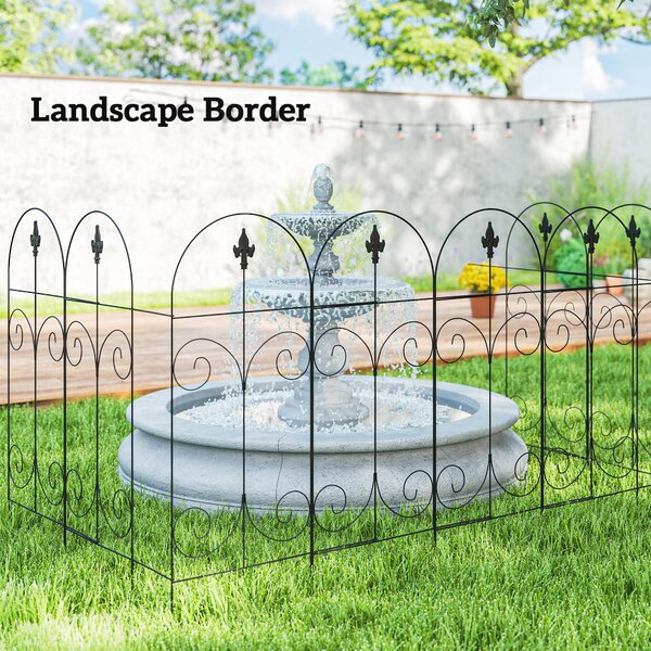 Outsunny 8-Panel Metal Garden Fencing, Rustproof Picket Fence for Flower Beds & Borders, Black Aosom UK