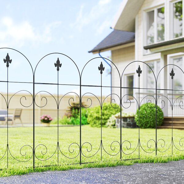 Outsunny 8-Panel Metal Garden Fencing, Rustproof Picket Fence for Flower Beds & Borders, Black Aosom UK