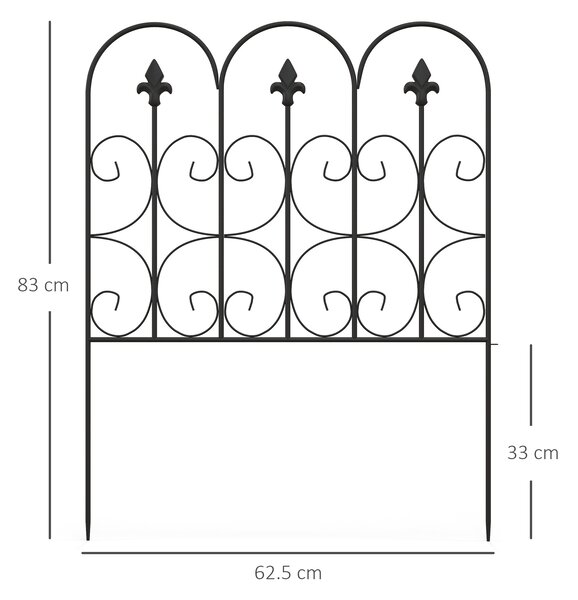 Outsunny Decorative Garden Fencing, 5PCs Outdoor Picket Fence Panels, Rustproof Metal Wire Landscape Flower Bed Border Animal Barrier Aosom UK