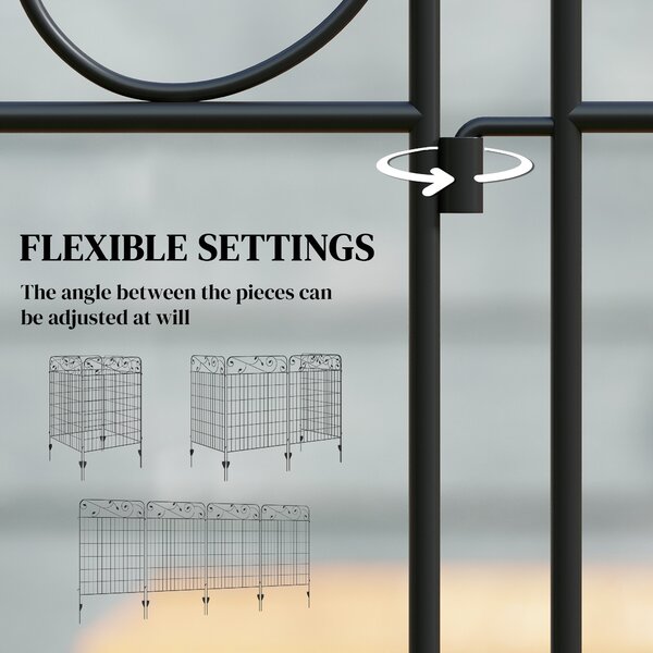 Outsunny 4PCs 43in x 11.5ft Decorative Fence Panels, Outdoor Garden Fencing, Rustproof Metal Wire Landscape Edging Animal Barrier, Black Aosom UK