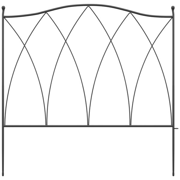 Outsunny Garden Fencing: Rustproof Metal Picket Panels, Landscape Edging & Animal Barrier, Set of 5, Black Aosom UK