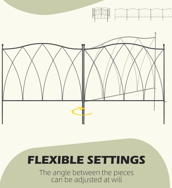 Outsunny Garden Fencing: Rustproof Metal Picket Panels, Landscape Edging & Animal Barrier, Set of 5, Black Aosom UK