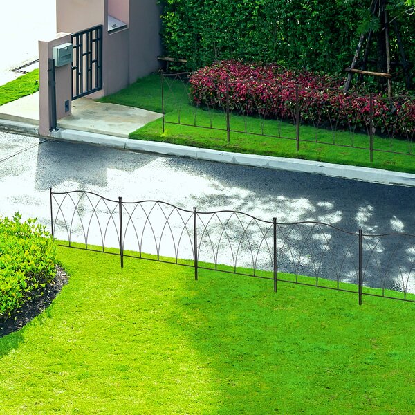 Outsunny Garden Fencing: Rustproof Metal Picket Panels, Landscape Edging & Animal Barrier, Set of 5, Black Aosom UK