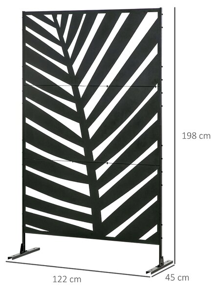 Outsunny 6.5ft Outdoor Privacy Screen Decorative Garden Screen, Metal Garden Screen with Stand and Ground Stakes for Garden, Patio Aosom UK
