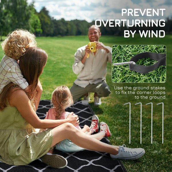 Outsunny Reversible Plastic Straw Outdoor Rug w/ Carry Bag & Ground Stakes, Ideal for Garden, RV, Picnic, Beach, Camping, 182x274cm Aosom UK