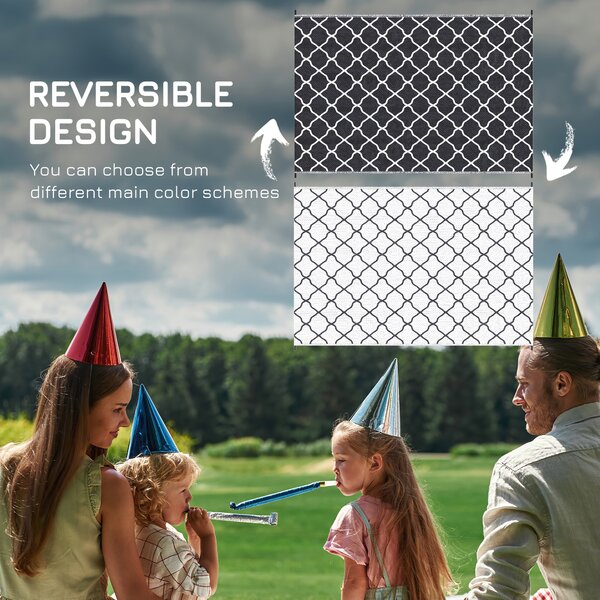 Outsunny Reversible Plastic Straw Outdoor Rug w/ Carry Bag & Ground Stakes, Ideal for Garden, RV, Picnic, Beach, Camping, 182x274cm Aosom UK