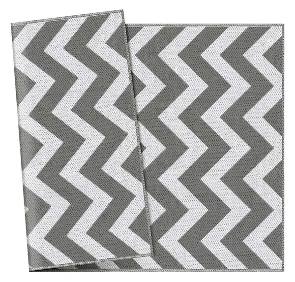 Outsunny Reversible Outdoor Rug, 1.2 x 1.8m Patio Carpet, Waterproof Plastic Rug for Garden, Deck, Picnic, Beach, Camping, Grey and White