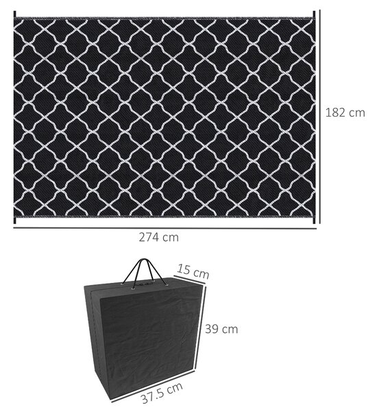 Outsunny Reversible Plastic Straw Outdoor Rug w/ Carry Bag & Ground Stakes, Ideal for Garden, RV, Picnic, Beach, Camping, 182x274cm Aosom UK