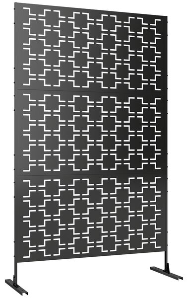 Outsunny Metal Decorative Privacy Screen Outdoor Divider, Black Grid Aosom UK