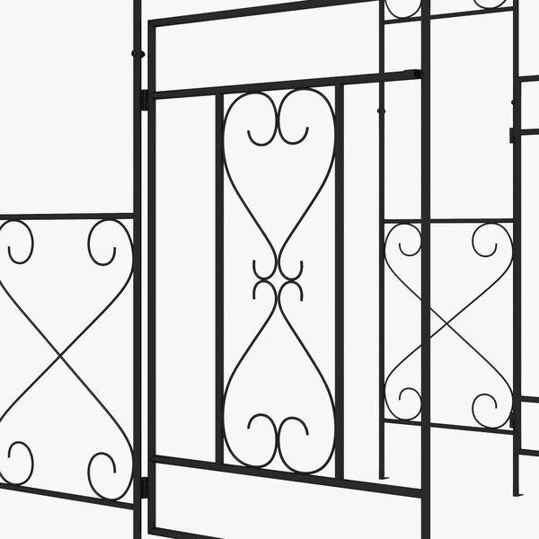 Outsunny Outdoor Garden Arch with Double Gates, Metal Garden Arbor for Climbing Plants, Roses, Vines, 114L x 36W x 232Hcm, Black