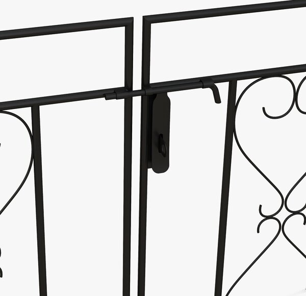 Outsunny Outdoor Garden Arch with Double Gates, Metal Garden Arbor for Climbing Plants, Roses, Vines, 114L x 36W x 232Hcm, Black