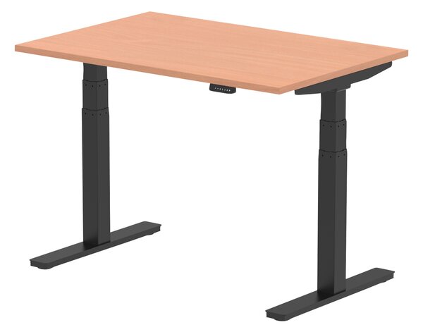 Vitali Sit & Stand Rectangular Desk (Black Legs), 120wx80dx66/130h (cm), Beech