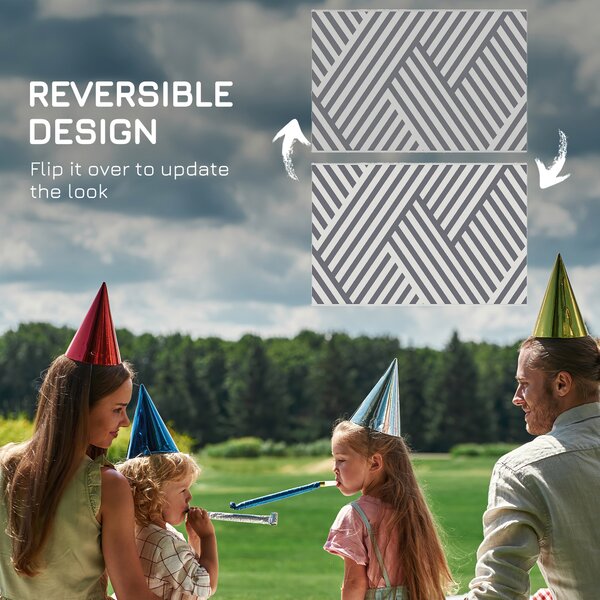 Outsunny Reversible Outdoor Rug, Plastic Straw, Portable with Carry Bag, 182 x 274cm, Grey and Cream Aosom UK