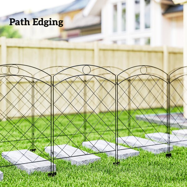 Outsunny Steel Garden Fence Panels: Decorative Picket Fencing for Outdoor Installation, Set of 4, Black Aosom UK