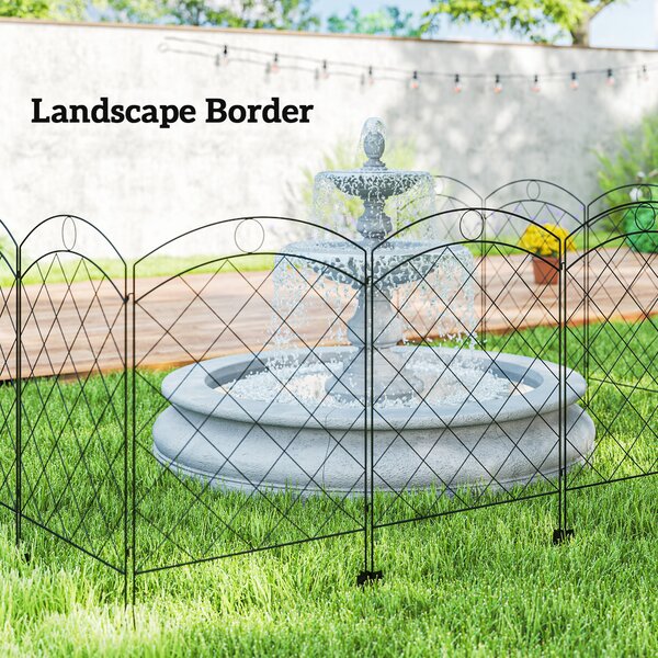 Outsunny Steel Garden Fence Panels: Decorative Picket Fencing for Outdoor Installation, Set of 4, Black Aosom UK