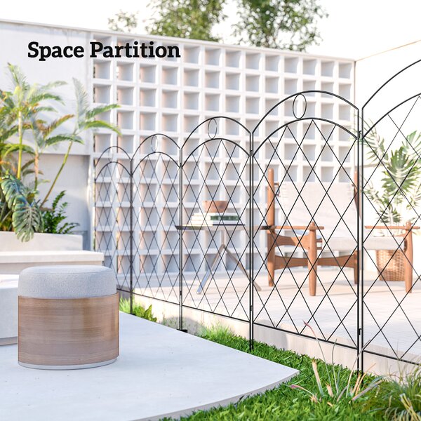 Outsunny Steel Garden Fence Panels: Decorative Picket Fencing for Outdoor Installation, Set of 4, Black Aosom UK