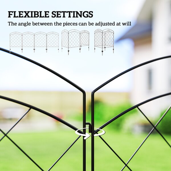 Outsunny Steel Garden Fence Panels: Decorative Picket Fencing for Outdoor Installation, Set of 4, Black Aosom UK