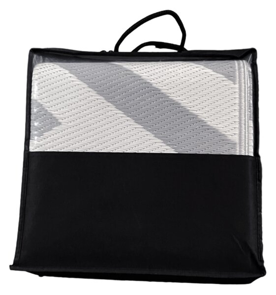 Outsunny Reversible Outdoor Rug, Plastic Straw, Portable with Carry Bag, 182 x 274cm, Grey and Cream Aosom UK