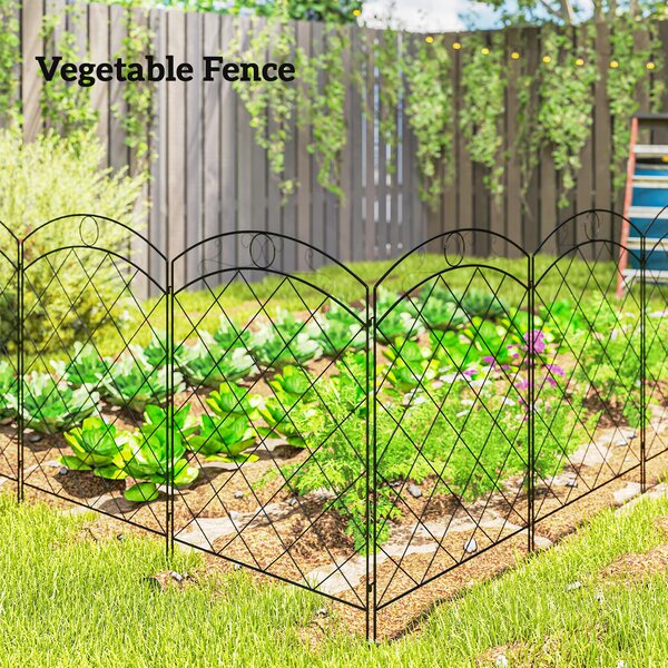 Outsunny Steel Garden Fence Panels: Decorative Picket Fencing for Outdoor Installation, Set of 4, Black Aosom UK