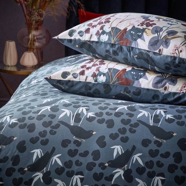 Furn. Midnight Panther Duvet Cover Set Dusky Blue