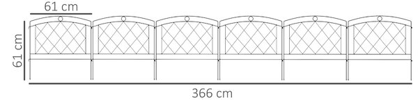 Outsunny Decorative Garden Fencing: Stylish Metal Picket Panels for Outdoor Borders, Easy Installation, Set of 6, Ebony Black Aosom UK
