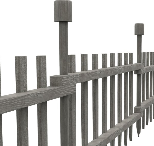 Outsunny 4PCs Wooden Garden Fencing Landscape Edging, Grey