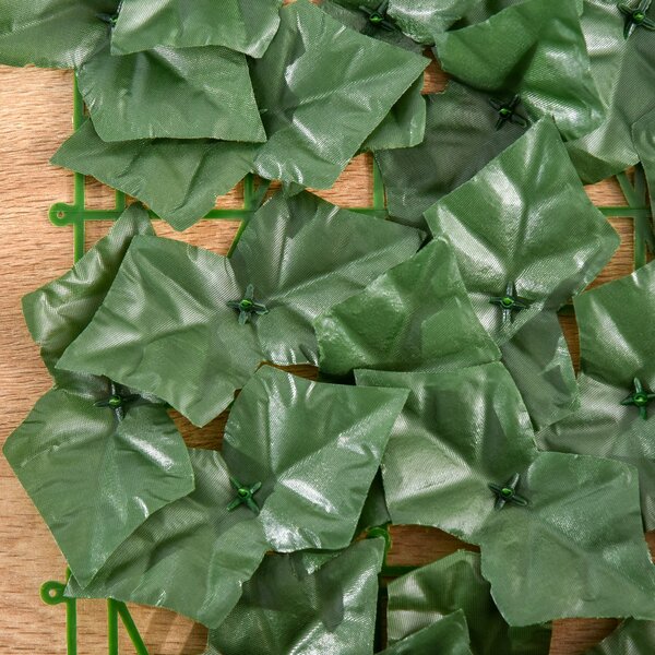 Outsunny 2-Piece Artificial Leaf Hedge Screen Privacy Fence Panel for Garden Outdoor Indoor Decor, Dark Green, 3M x 1M Aosom UK