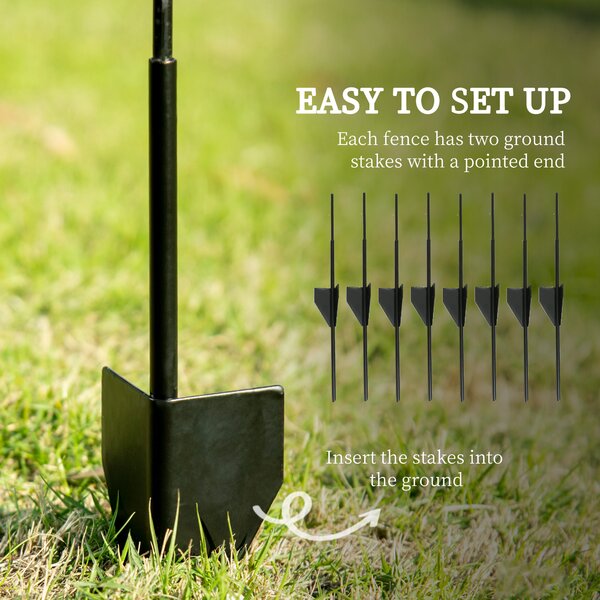 Outsunny Decorative Garden Fencing, 8PCs 43in x 23ft Outdoor Picket Fence Panels, Rustproof Metal Wire Landscape Flower Bed Edging Animal Aosom UK