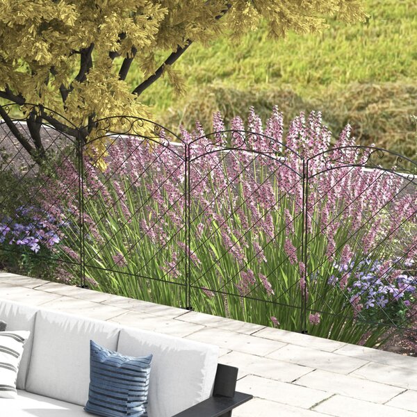 Outsunny Decorative Garden Fencing, 43in x 11.4ft Picket Fence Panels, 8PCs Rustproof Steel Wire Landscape Flower Bed Border Edging Aosom UK