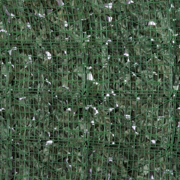 Outsunny 4-Piece Artificial Leaf Hedge Screen Privacy Fence Panel for Garden Outdoor Indoor Decor, Dark Green, 2.4M x 1M Aosom UK