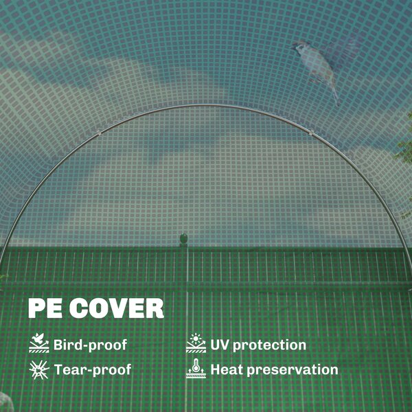 Outsunny 2.5 x 2m Walk-In Polytunnel Greenhouse, with Steel Frame, PE Cover, Roll-Up Door and 4 Windows, Green