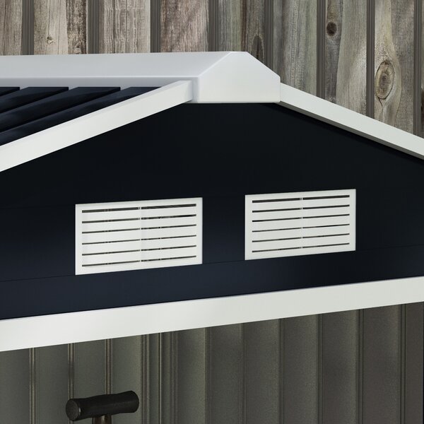 Outsunny Weatherproof Shed, Large Patio Roofed Tool Metal Storage Shed with Foundation, Garden tool shed, 7ft x 4ft, Dark Grey Aosom UK