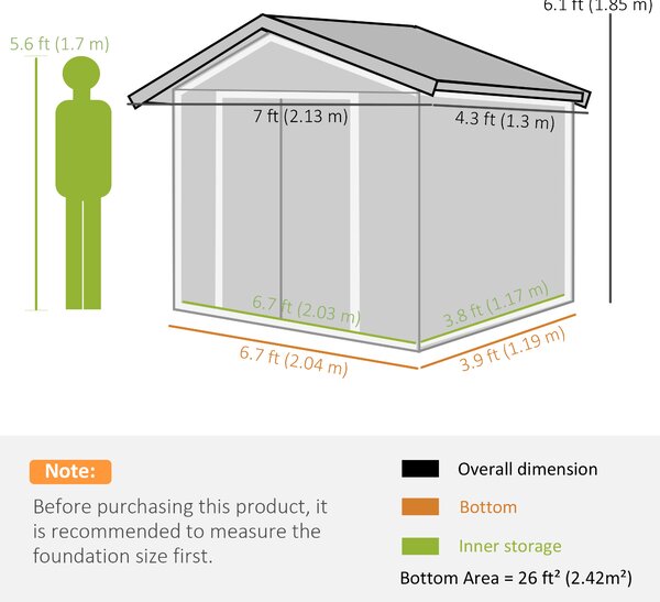 Outsunny 7 x 4ft Metal Garden Sheds with Lockable Double Doors, Metal Bike Shed with Vents & Floor Foundation, Brown Aosom UK