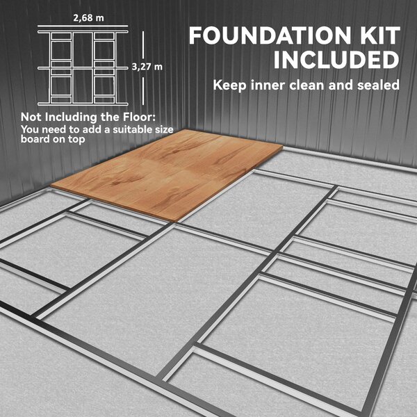Outsunny 13 x 11ft Foundation Ventilation Steel Outdoor Garden Shed Grey