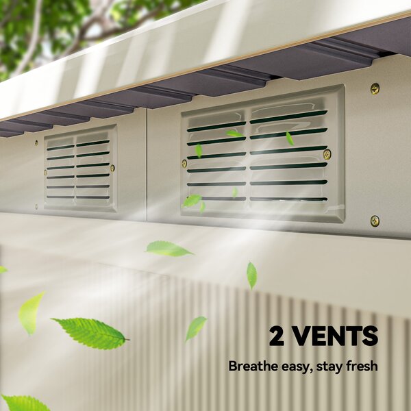 Outsunny Corrugated Garden Metal Storage Shed Outdoor Equipment Tool Box with Kit Ventilation Doors 9x 4FT Light Grey