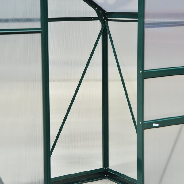 Outsunny Greenhouse Materials Polycarbonate, Large Walk-In Greenhouse Galvanised Base Aluminium w/ Slide Door, 1.9L x 1.3W x 2 m Aosom UK