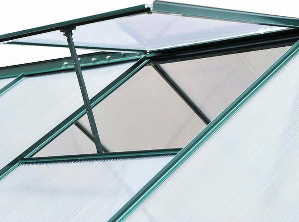 Outsunny Large Walk-In Greenhouse Aluminium Frame Greenhouse Garden Plants Grow Galvanized Base w/ Slide Door, 6 x 8 ft