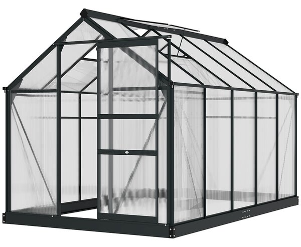 Outsunny Large Walk-In Greenhouse, Polycarbonate with Galvanised Base, 6 x 10ft, Aluminium Frame
