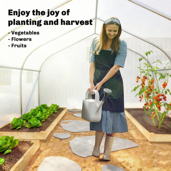 Outsunny 4.5 x 3 x 2m Walk-In Greenhouse Polytunnel Greenhouse Garden Hot House with Steel Frame, Roll Up Door and Windows, White Aosom UK