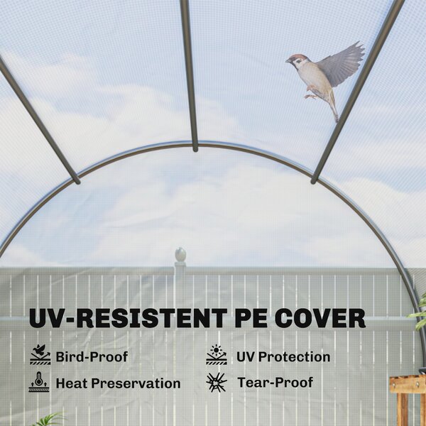 Outsunny 3.5 x 2 x 2 m Tomato Greenhouse, Polytunnel Gardening Green House with Steel Frame and Mesh Windows, White Aosom UK