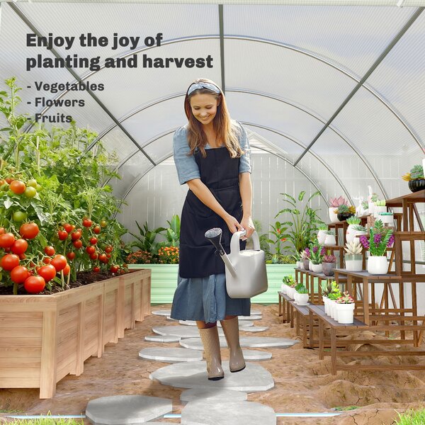 Outsunny 6 x 3 x 2 m Polytunnel Greenhouse, Walk in Polytunnel Tent with Zippered Door and 8 Windows for Garden and Backyard, White Aosom UK