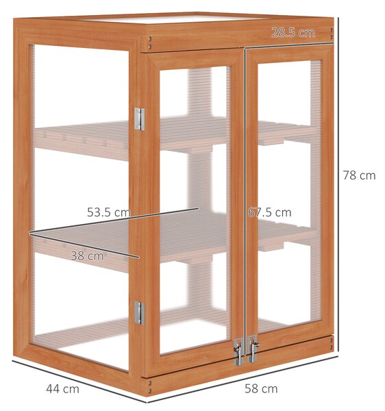 Outsunny 3-tier Wood Greenhouse Garden Polycarbonate Cold Frame Grow House w/ Storage Shelf for Plants, Flowers, Orange Aosom UK