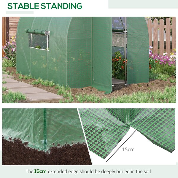 Outsunny Large Walk In Greenhouse, Plant Gardening Tunnel Hot House with Hinged Door, Galvanised Steel Frame & Mesh Windows (3 x 2M) Aosom UK
