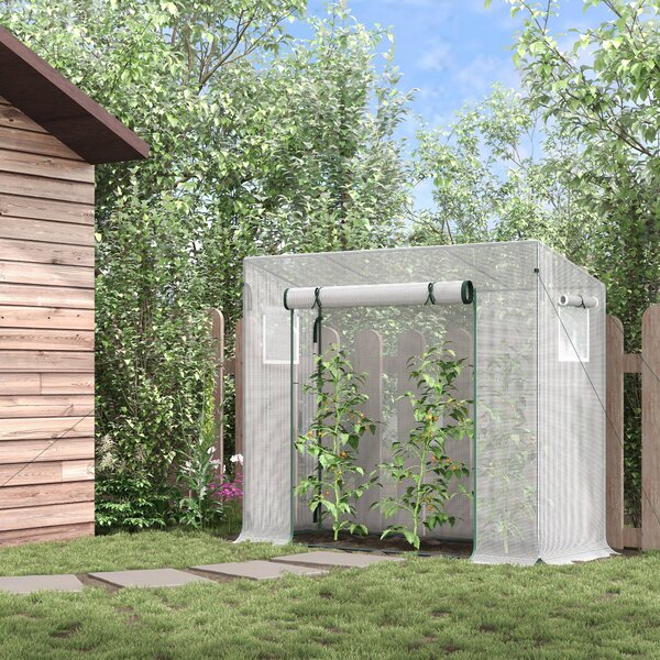 Outsunny 200x76x168cm Walk-in Garden Greenhouse Patio Lean to Hot House, Plants Flowers Herbs Tomato Grow w/ Steel Frame Door Window Patio Aosom UK