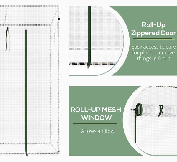 Outsunny 200x76x168cm Walk-in Garden Greenhouse Patio Lean to Hot House, Plants Flowers Herbs Tomato Grow w/ Steel Frame Door Window Patio Aosom UK