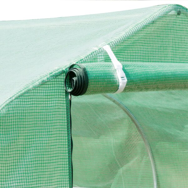 Outsunny 6 x 3 m Large Walk-In Greenhouse Garden Polytunnel Greenhouse with Steel Frame, Zippered Door and Roll Up Windows, Green Aosom UK