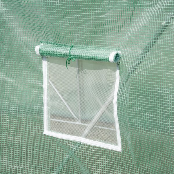 Outsunny Polytunnel Greenhouse, Outdoor Waterproof Garden Greenhouse with 6 Mesh Windows and Zipped Roll-Up Door, 3 x 2m Aosom UK
